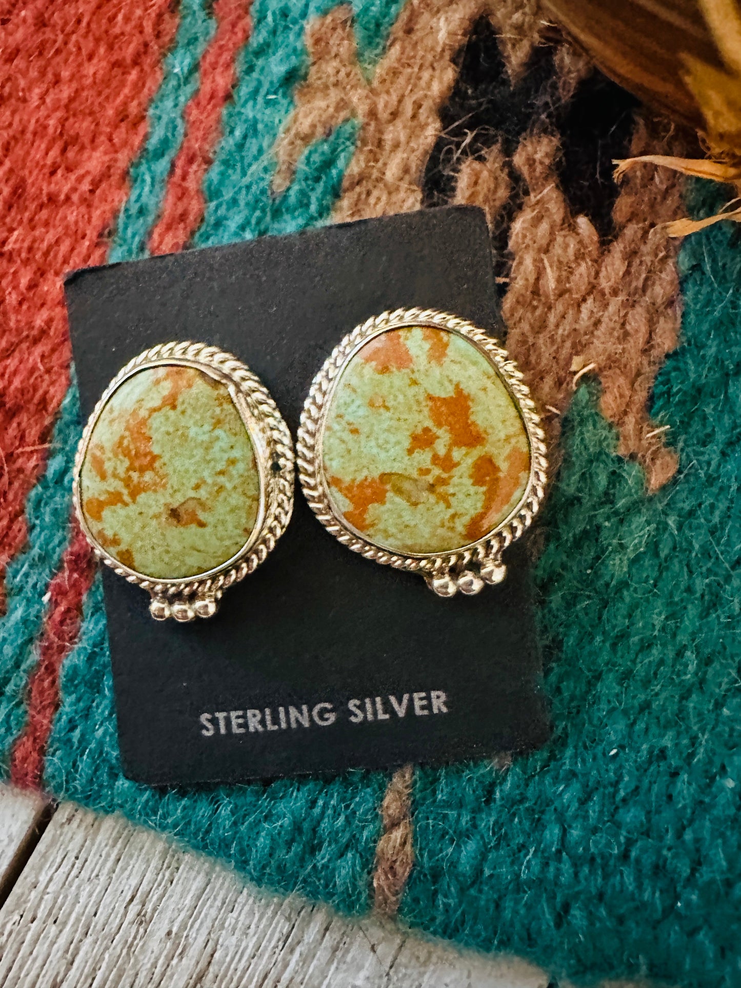 Handcrafted Turquoise & Sterling Silver Post Earrings