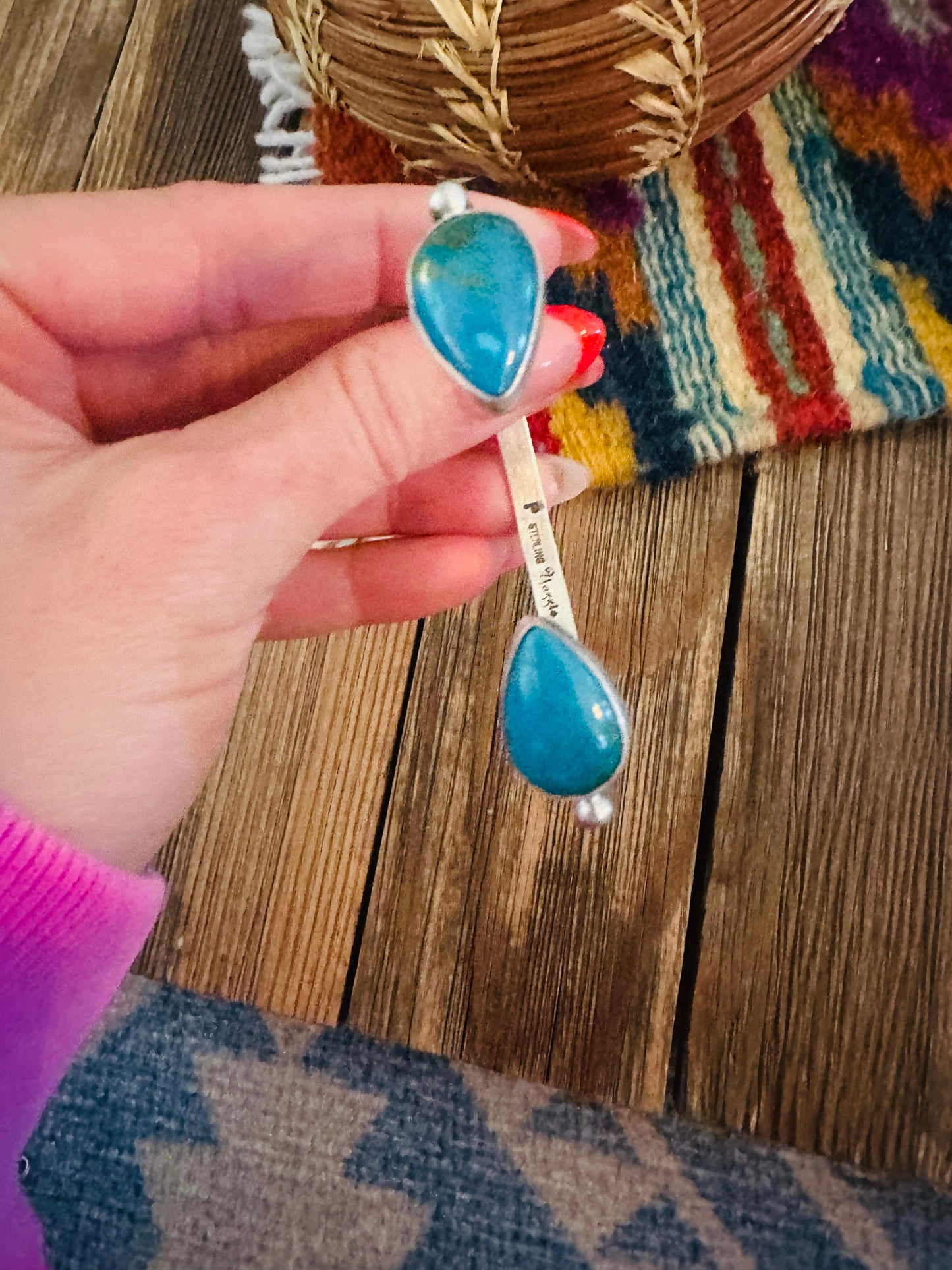 Handcrafted Turquoise & Sterling Silver Floating Cuff Bracelet