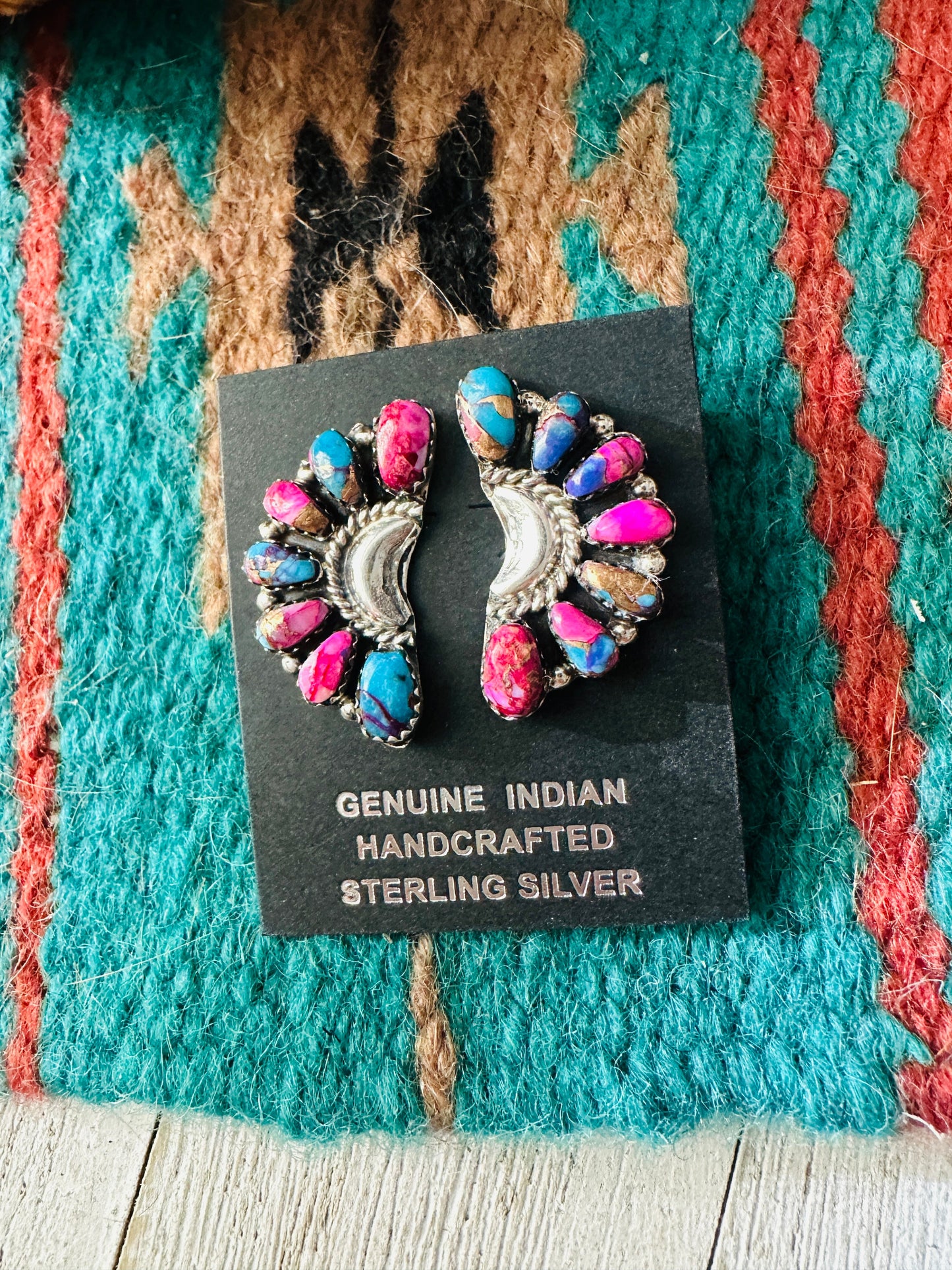 Sterling Silver & Pink Dream Mojave Cluster Post Earrings