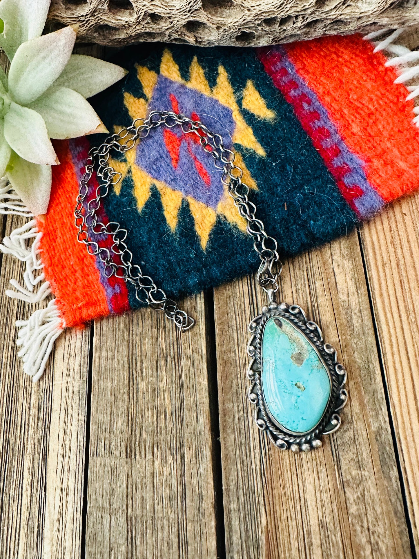 Navajo Sterling Silver & Turquoise Necklace