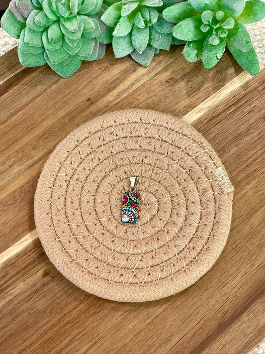 Handmade In Mexico ,Sterling Silver & Multi Color Swarovski Crystal Pendant