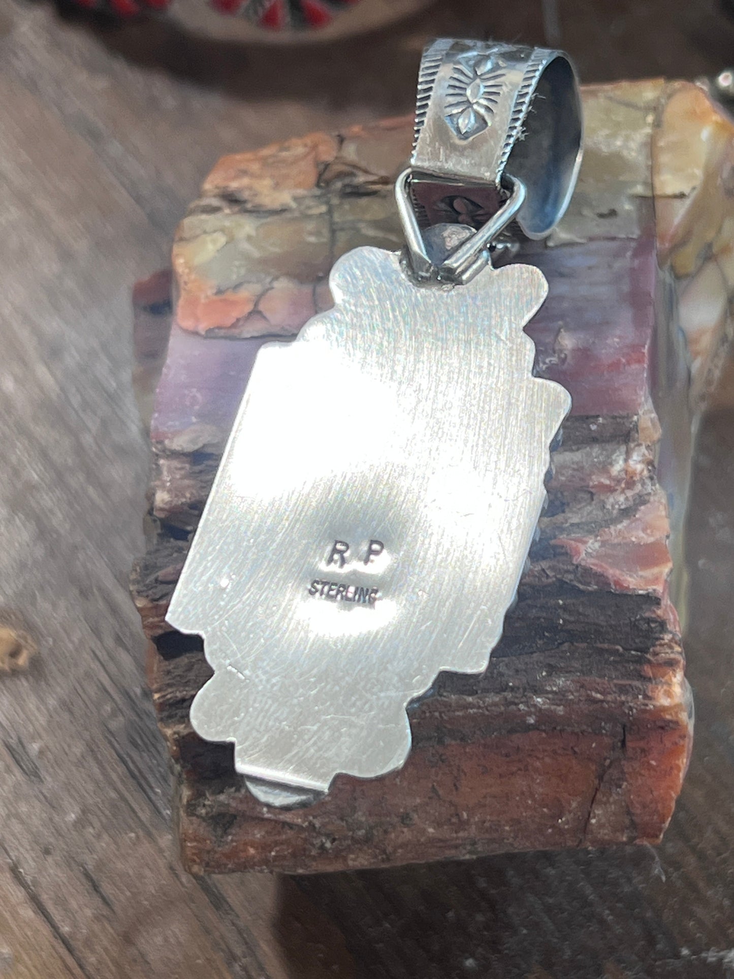 Handcrafted Rectangular Sterling Silver and Lapis Lazuli Pendant by Rosella Paxson