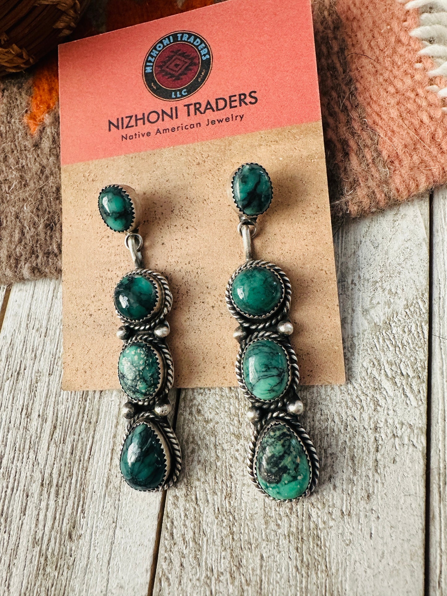 Handcrafted Variscite and Sterling Silver Dangle Earrings