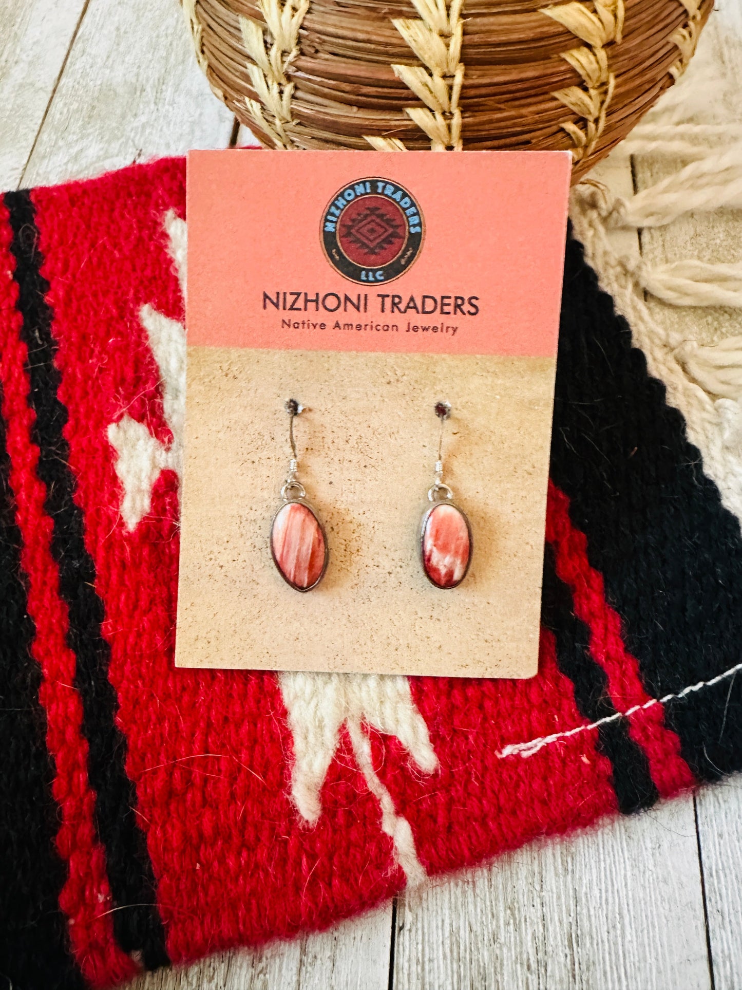 Handcrafted Sterling Silver & Orange Spiny Dangle Earrings