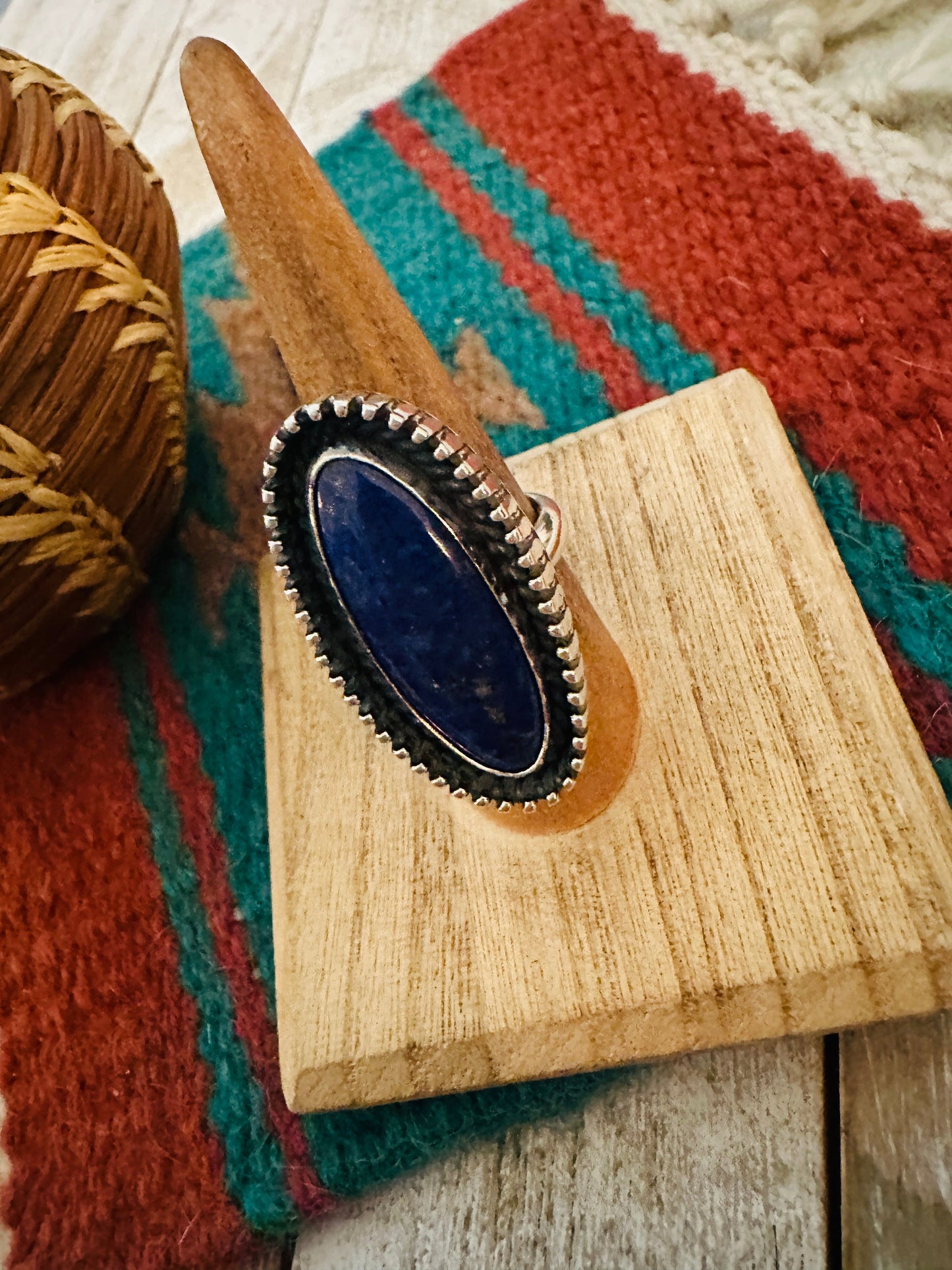 Navajo Sterling Silver & Lapis Adjustable Ring