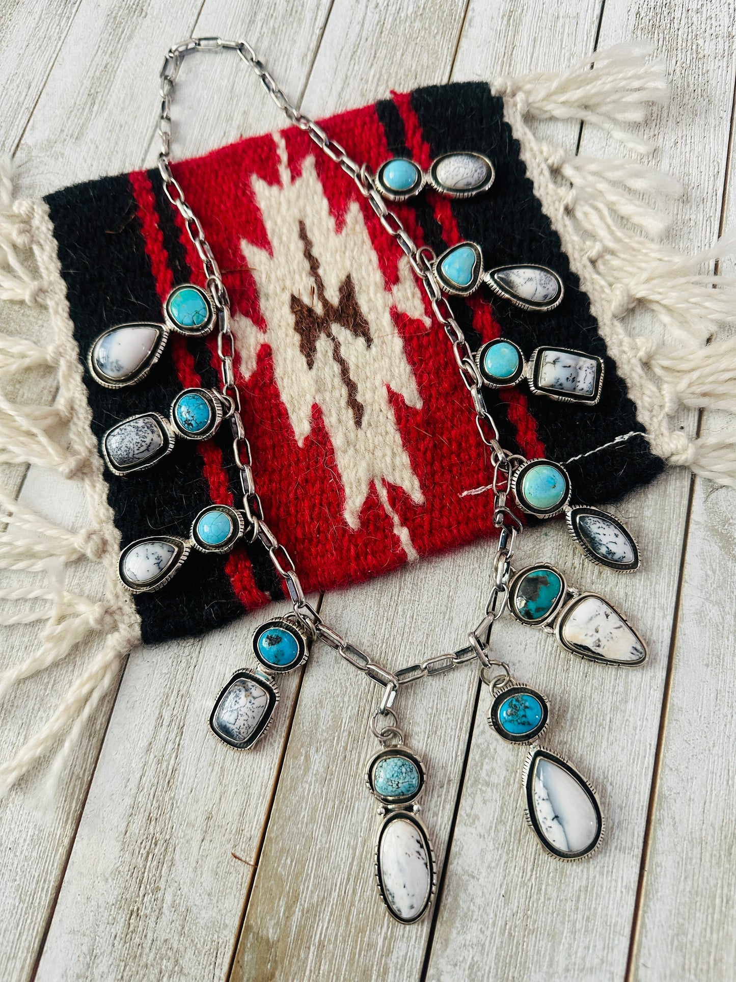 Handcrafted Sterling Silver, Turquoise & White Buffalo Necklace