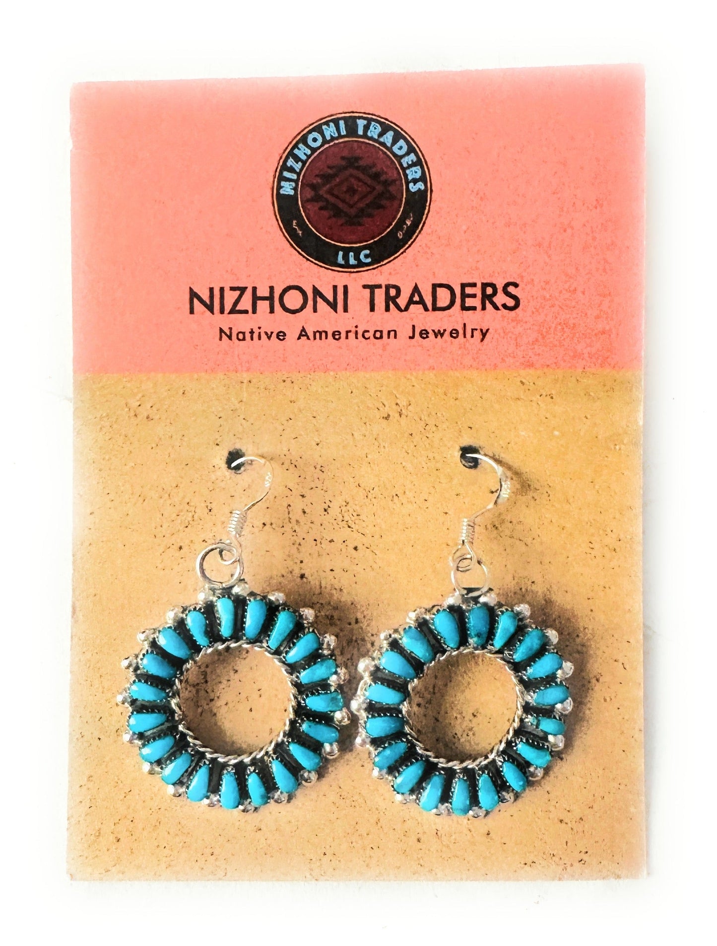 Handcrafted Sterling Silver & Sleeping Beauty Turquoise Needlepoint Dangle Earrings