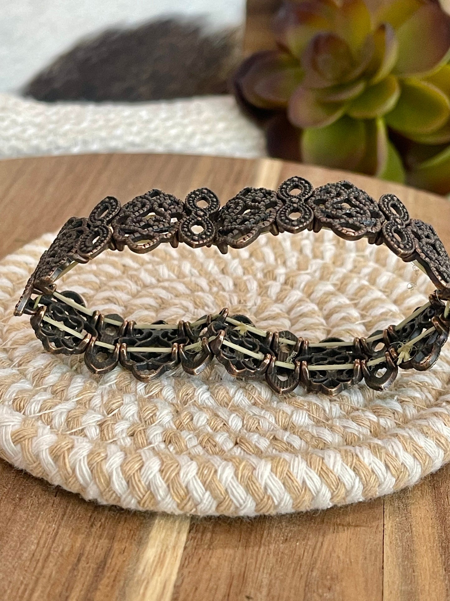 Vintage Handmade Copper Stretch Bracelet