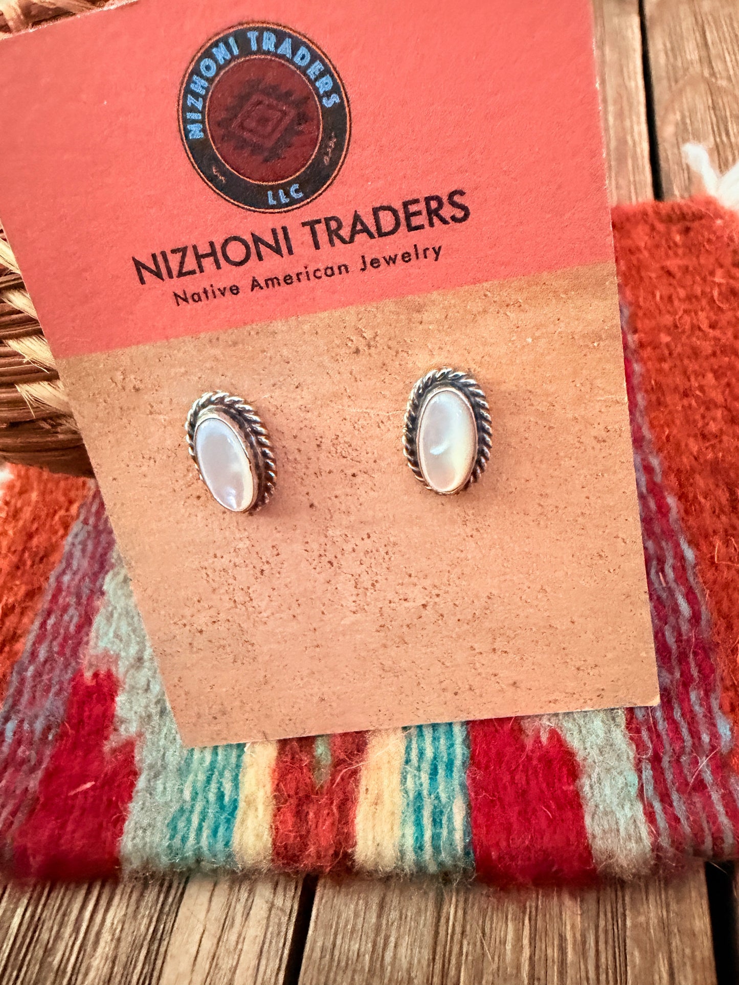Handcrafted Sterling Silver and Mother of Pearl Stud Earrings