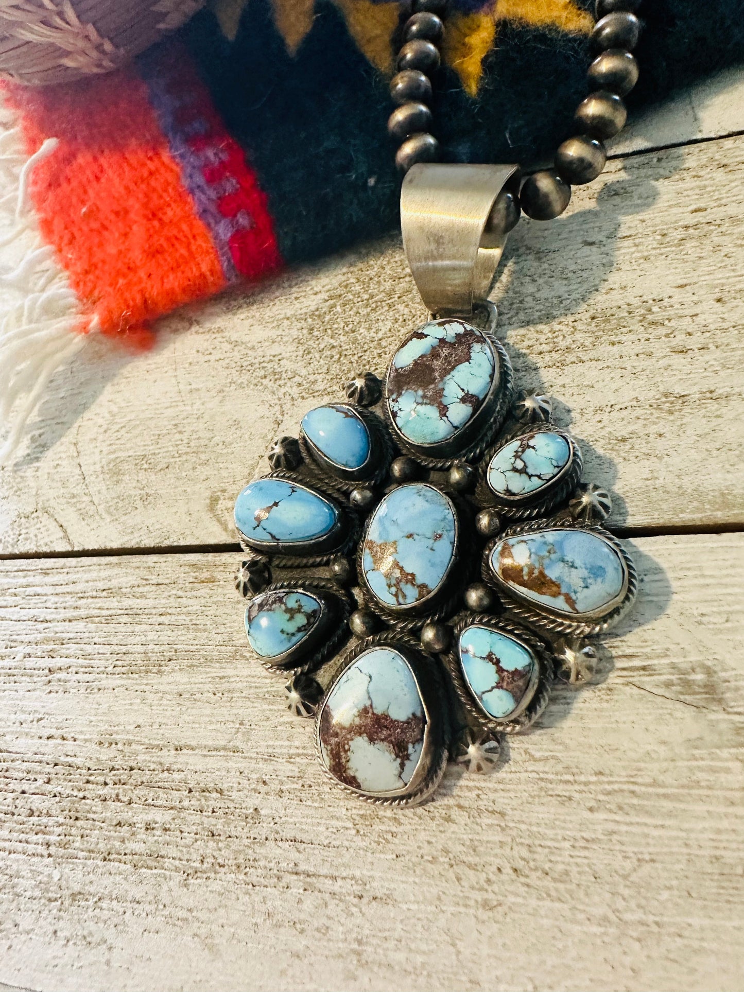 Navajo Golden Hills Turquoise & Sterling Silver Pendant