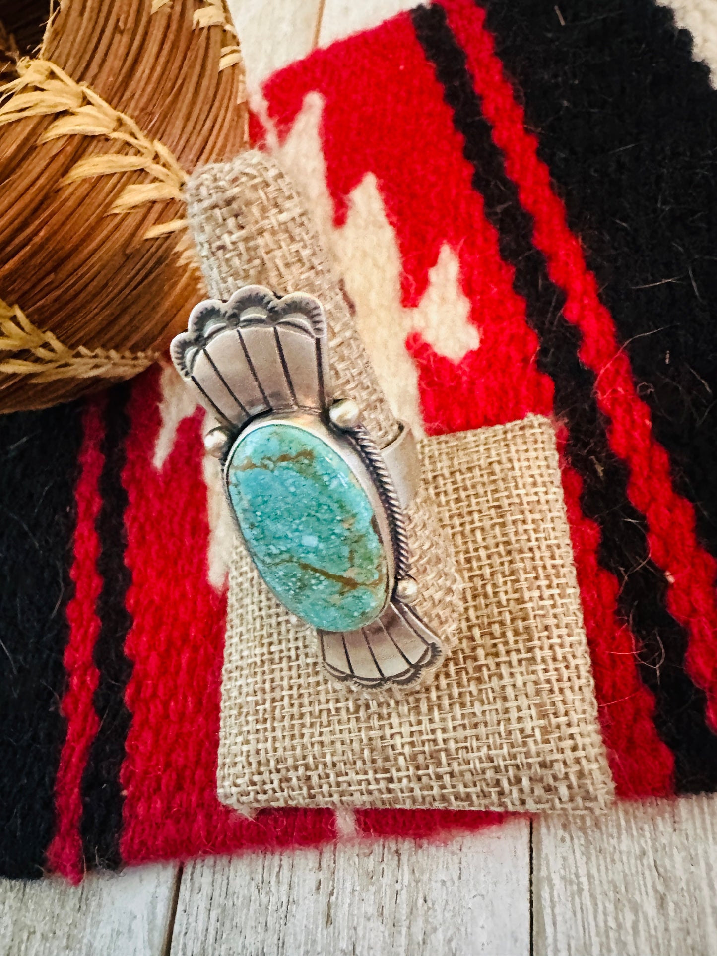 Handcrafted Turquoise & Sterling Silver Ring Size 9 by Daniel Benally