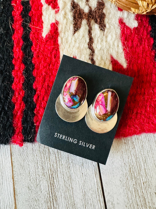 Handcrafted Pink Dream Mojave & Sterling Silver Post Earrings