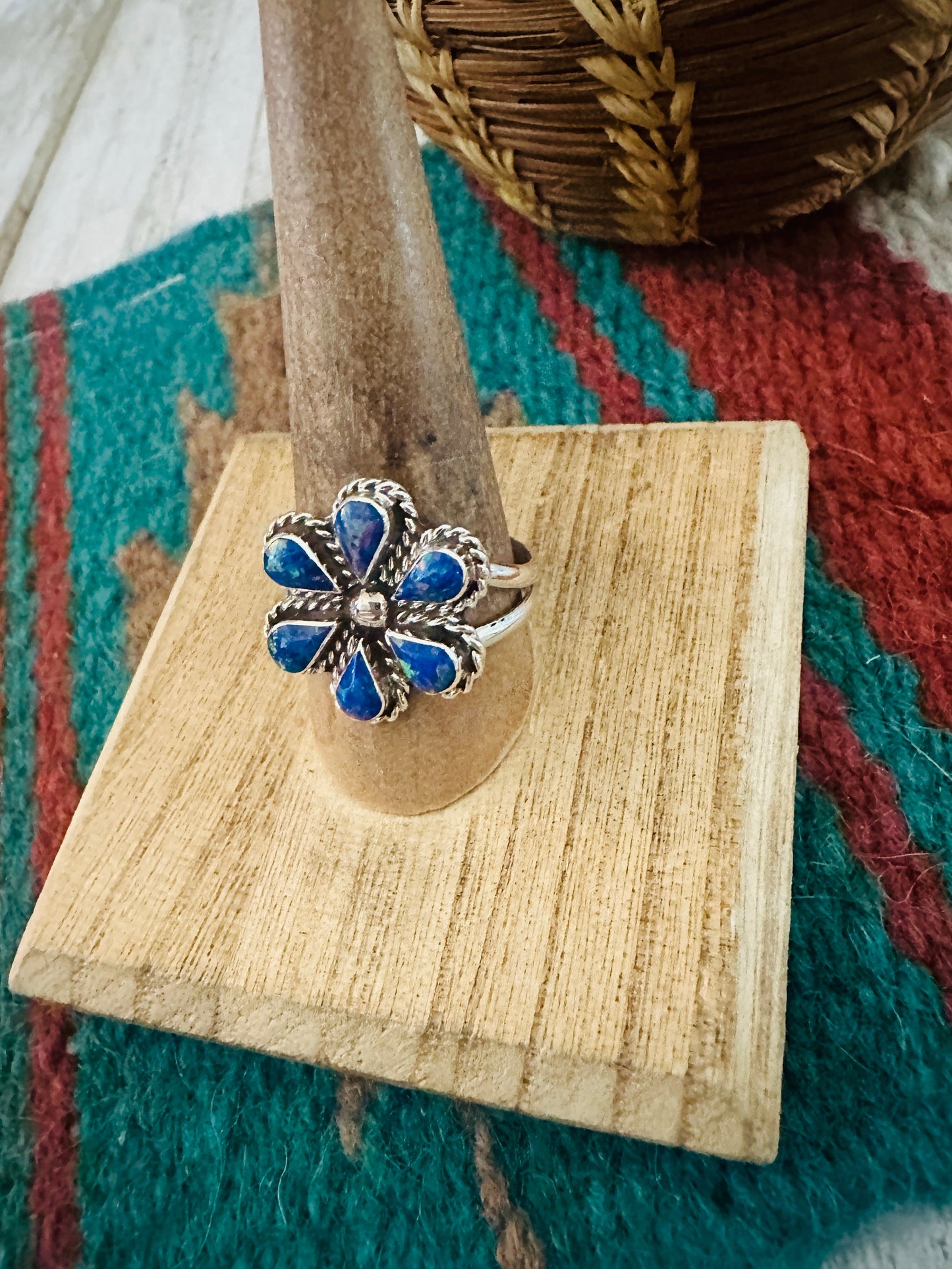 Handcrafted Sterling Silver & Purple Opal Flower Ring