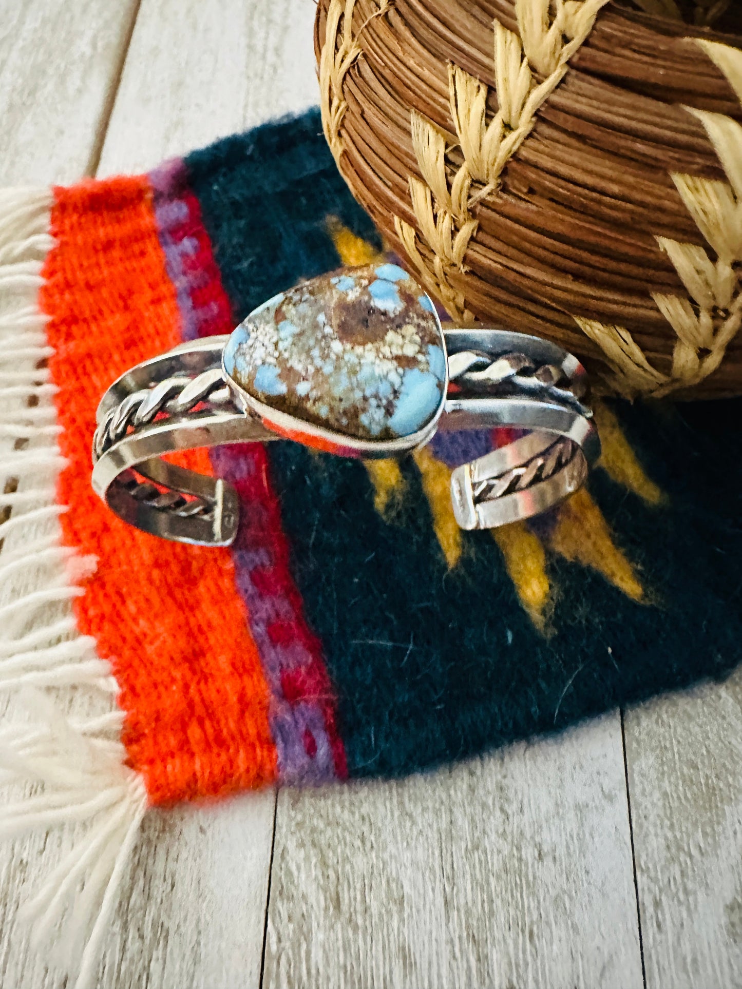 Handcrafted Sterling Silver & Golden Hills Turquoise Cuff Bracelet