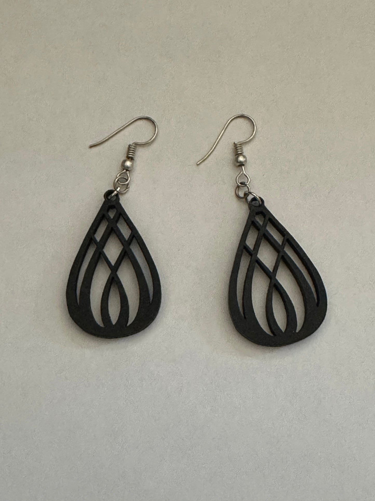 Black Wood Teardrop Sterling Silver Earrings