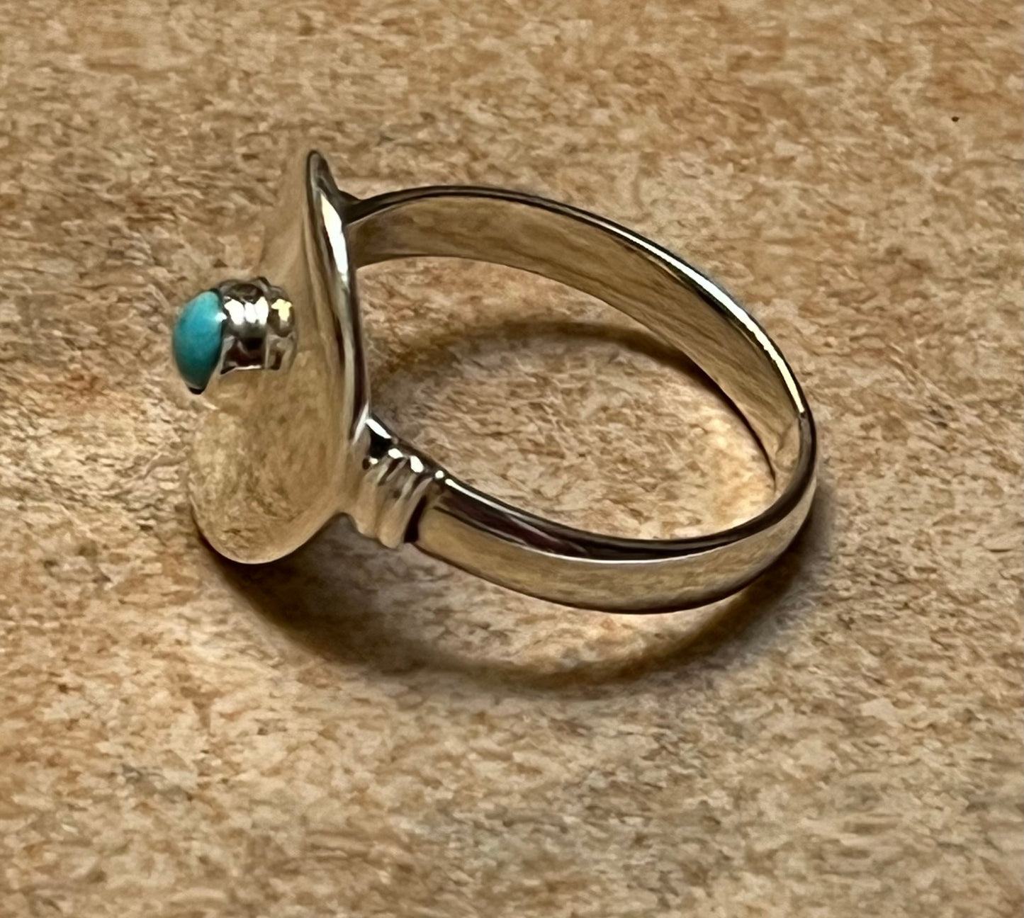 Sterling Silver Disc Ring w/ Turquoise Size 9