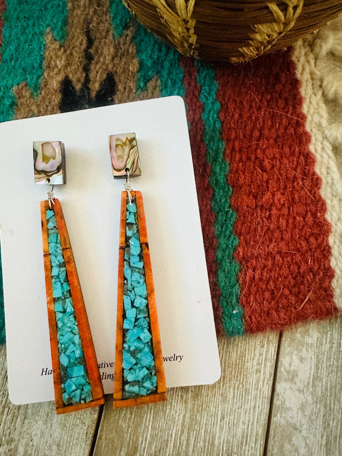 Handcrafted Multi Stone Mosaic Inlay Dangle Earrings
