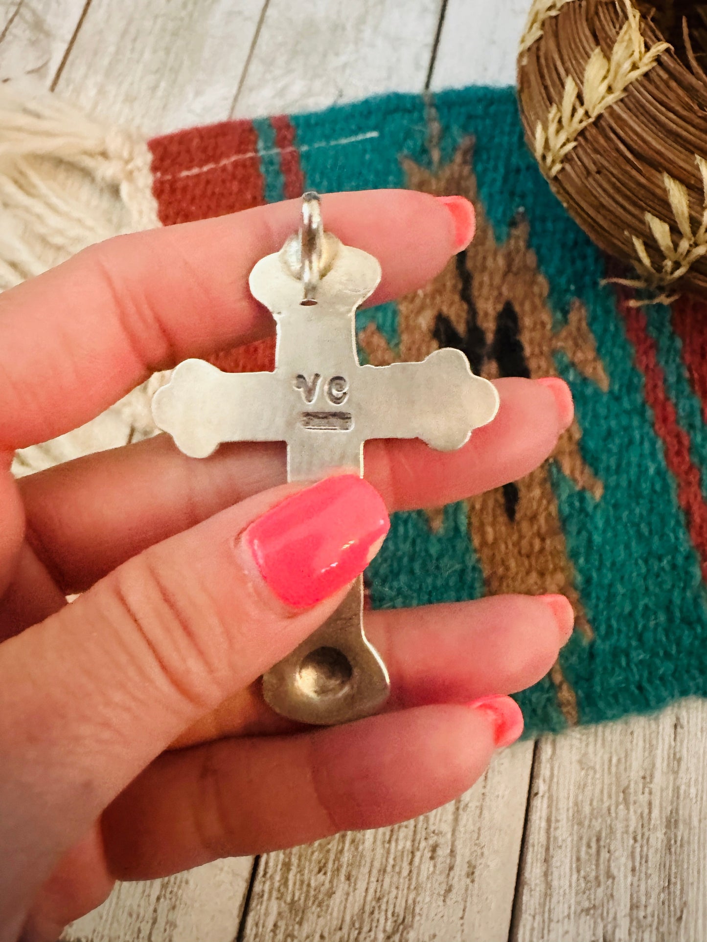 Handcrafted Red Spiny & Sterling Silver Cross Pendant