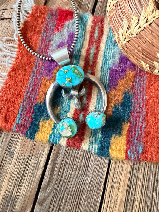 Handcrafted Sterling Silver & Sonoran Mountain Turquoise Naja Pendant by Chimney Butte
