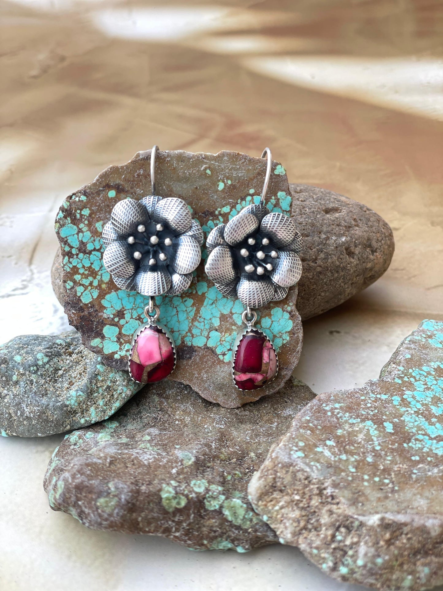 Dahlia Rose Handmade Sterling Silver Flower Dangles