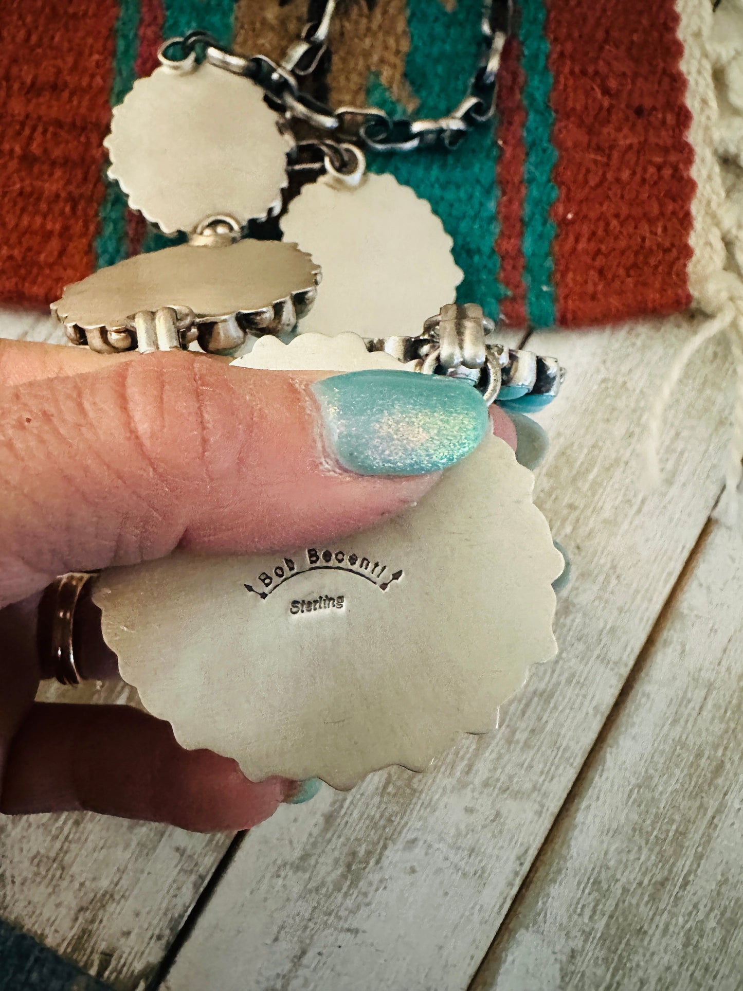 Handcrafted Sterling Silver & Turquoise Cluster Necklace by Bob Becenti