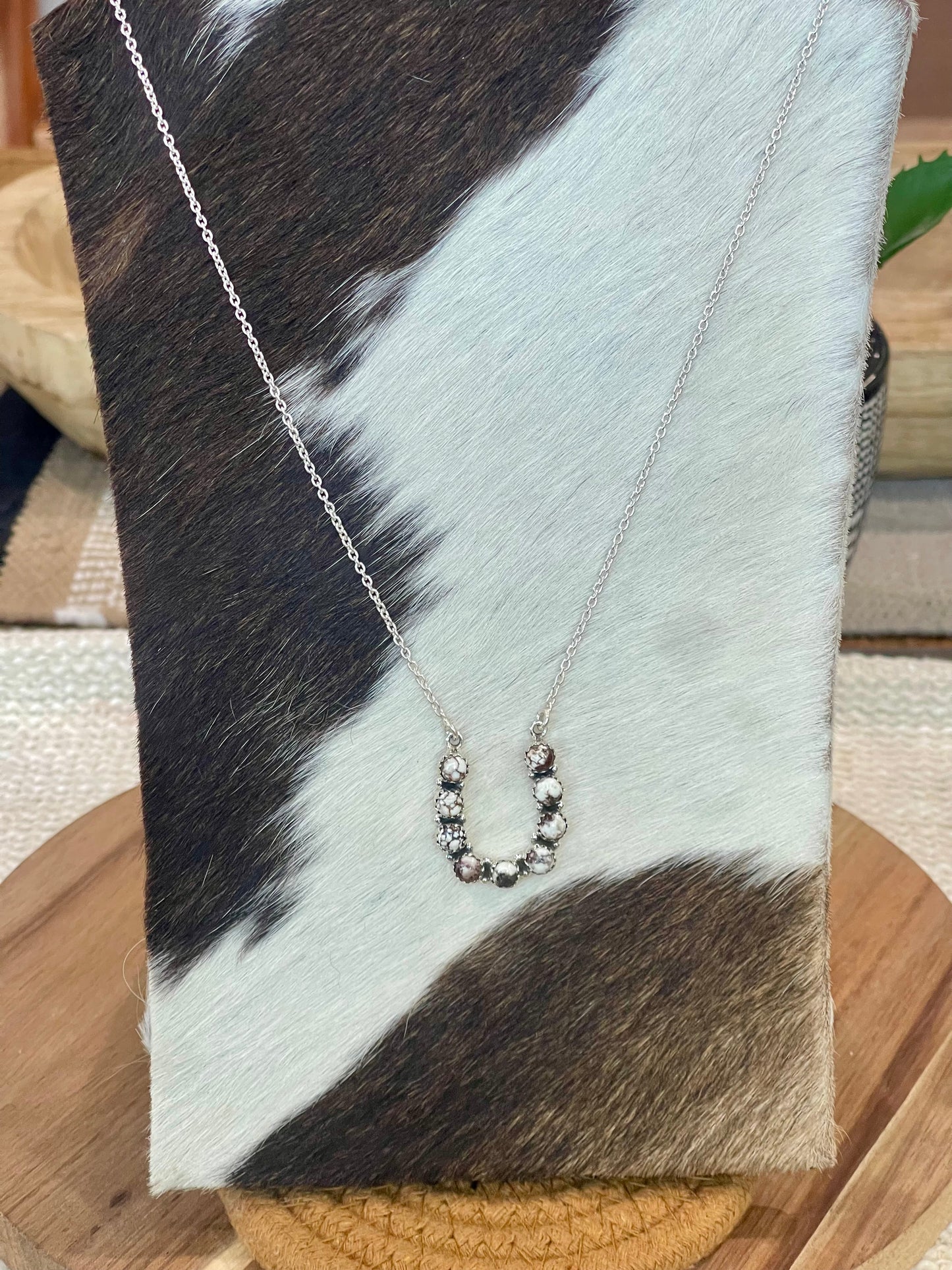 Handcrafted Sterling Silver & Wild Horse Horseshoe Necklace