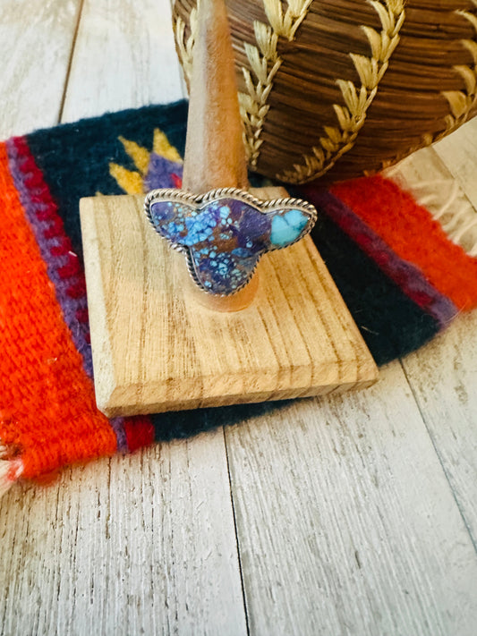 Handcrafted Purple Mojave & Sterling Silver Bullhead Adjustable Ring