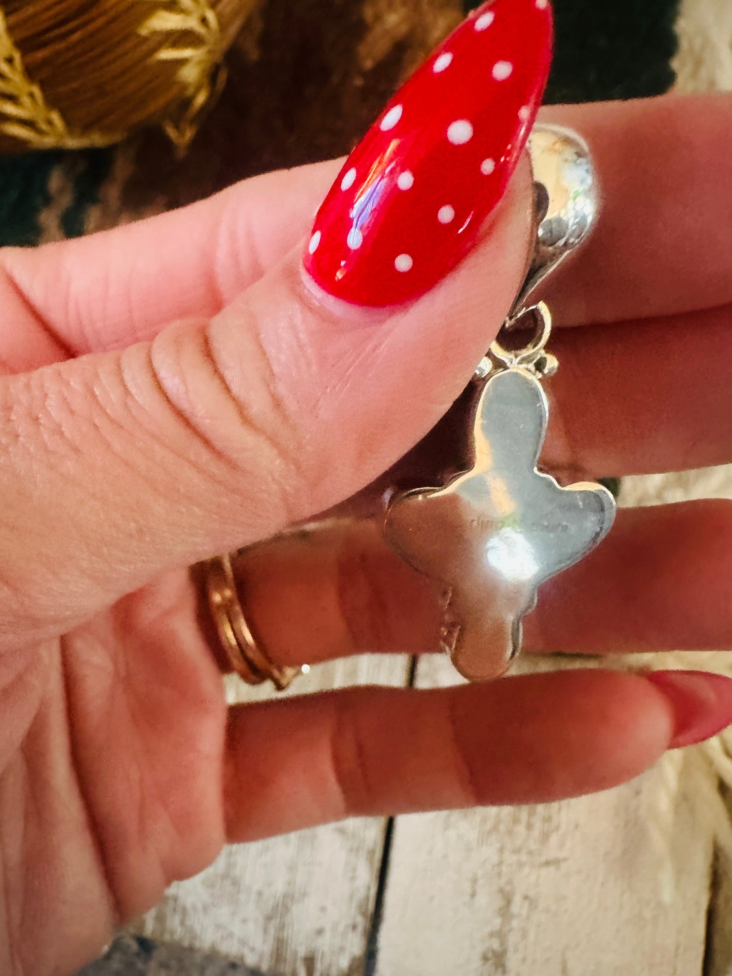 ** Christmas Collection ** Handmade Sterling Silver, Coral & Turquoise Pendant Signed Nizhoni