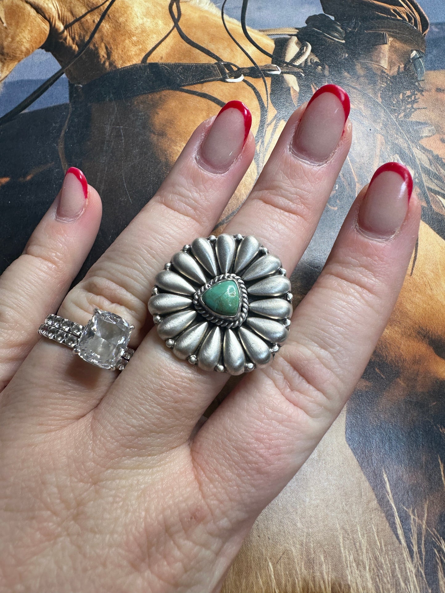 Handmade Turquoise & Sterling Silver Adjustable Ring
