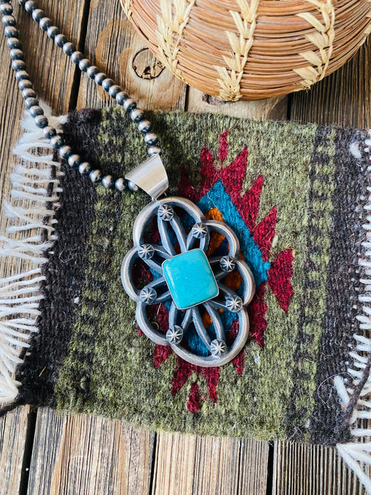 Handcrafted Sterling Silver & Turquoise Pendant By Chimney Butte