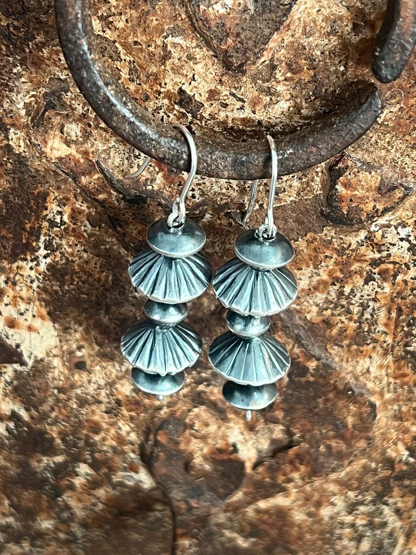 Handcrafted Sterling Silver Handmade Beaded Drop Earrings