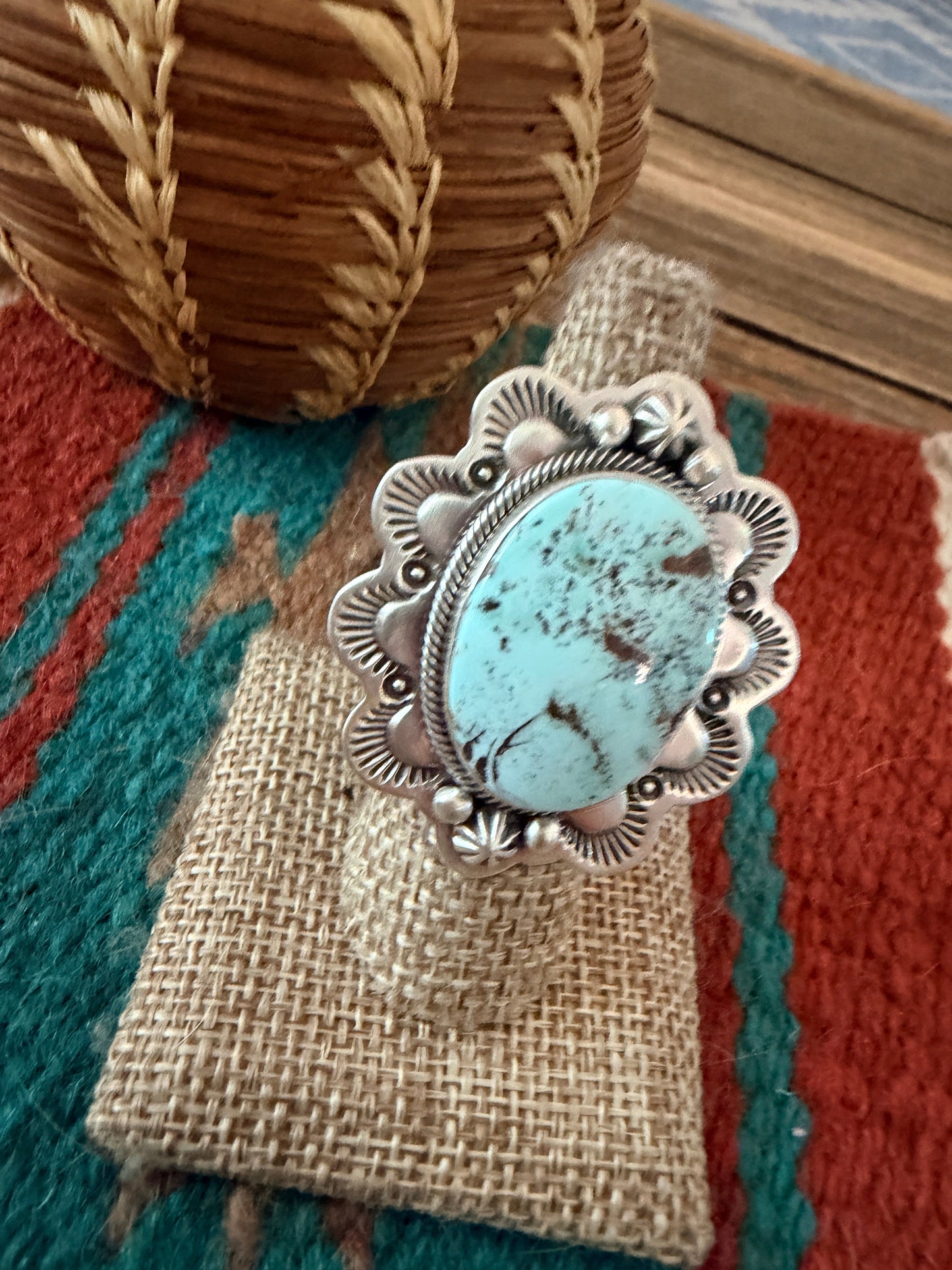 Handcrafted Dry Creek Turquoise & Sterling Silver Ring Size 7.5 by Randy Boyd