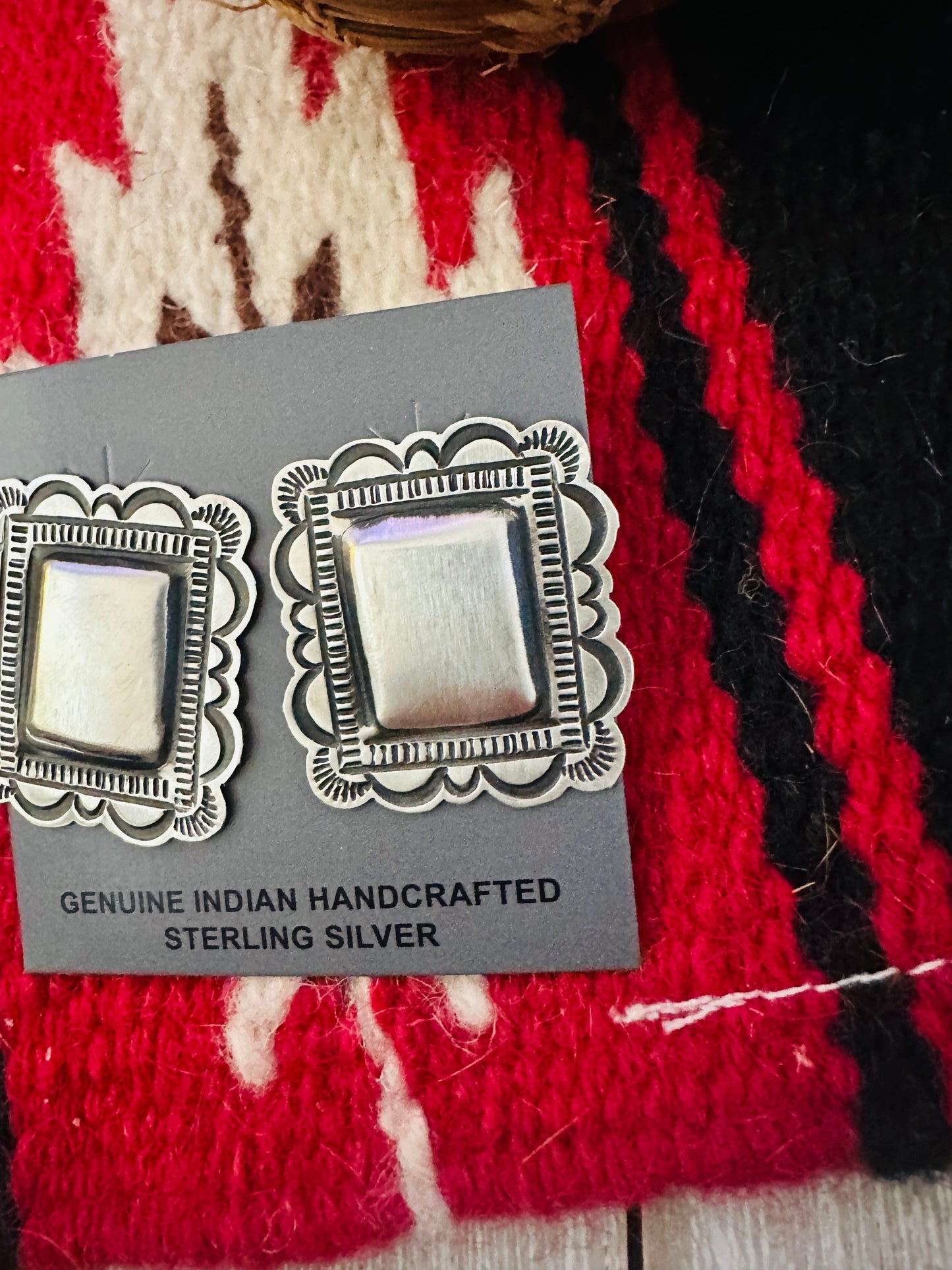Handcrafted Sterling Silver Concho Post Earrings by Leander Tahe