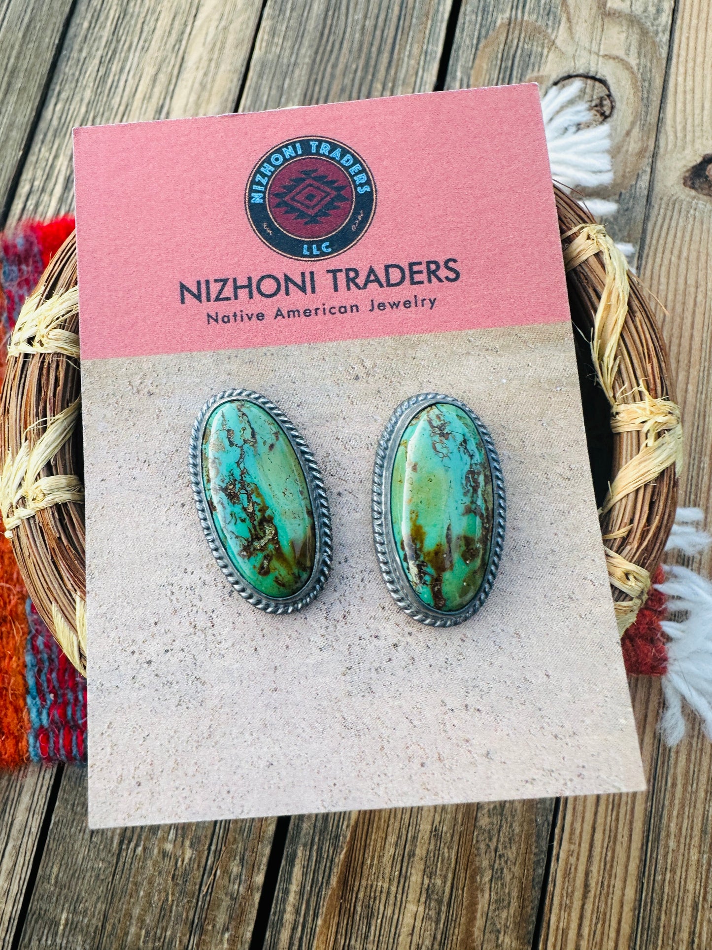 Handcrafted Sterling Silver & Royston Turquoise Post Earrings