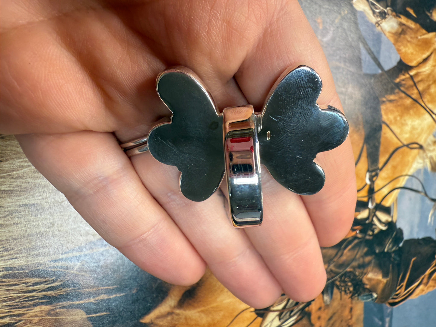 Handmade Golden Hills Turquoise & Sterling Silver Adjustable Ring