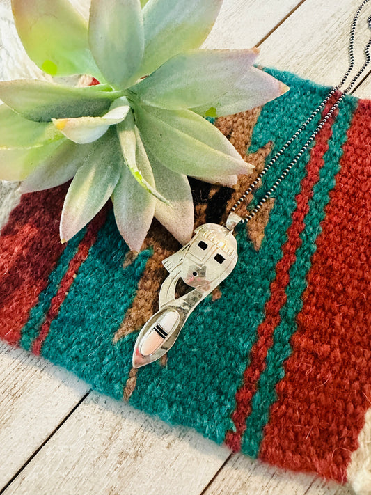 Handcrafted Sterling Silver & Mother of Pearl Kachina Pendant