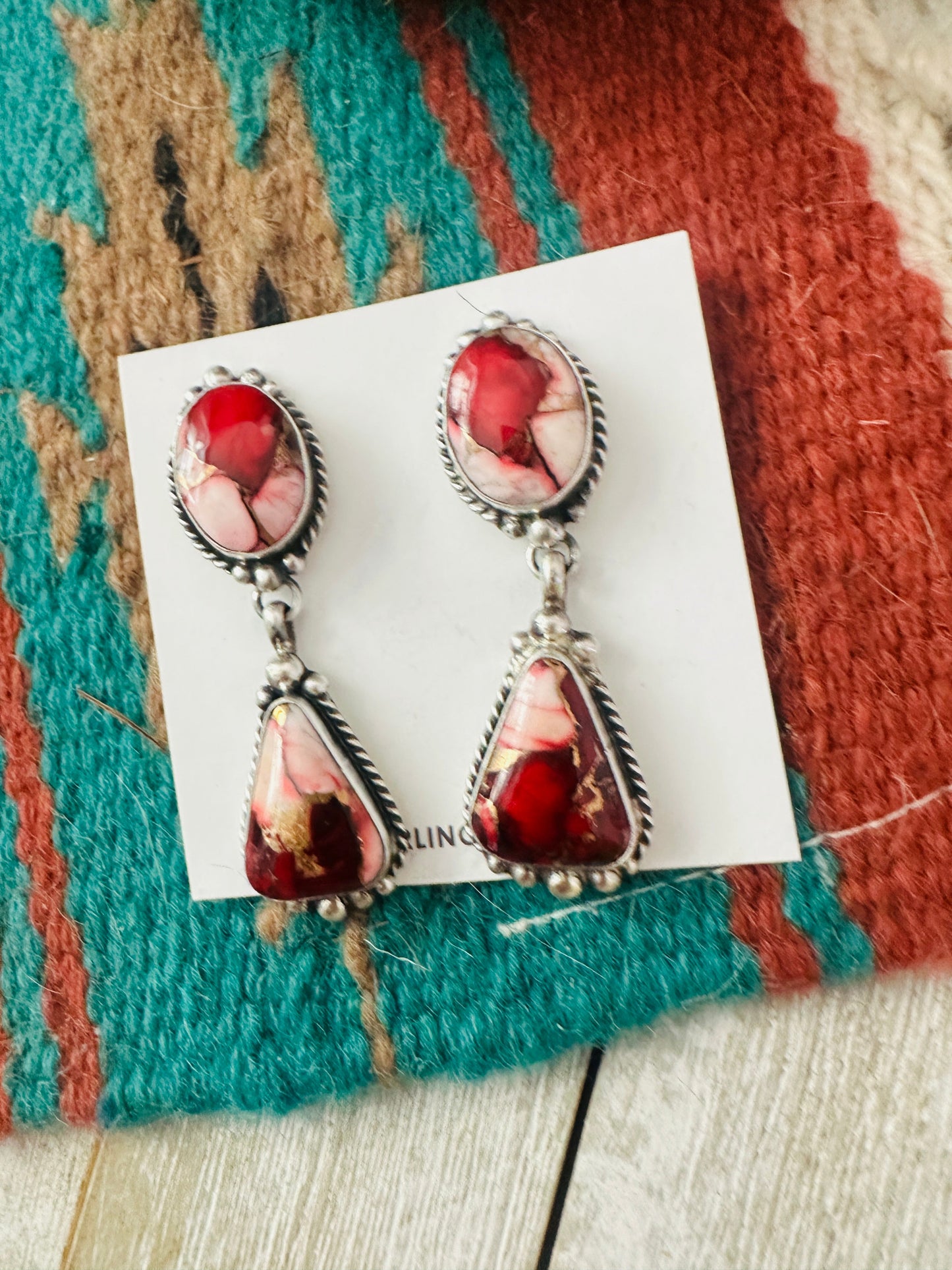 Handcrafted Rose Dahlia and Sterling Silver Dangle Earrings