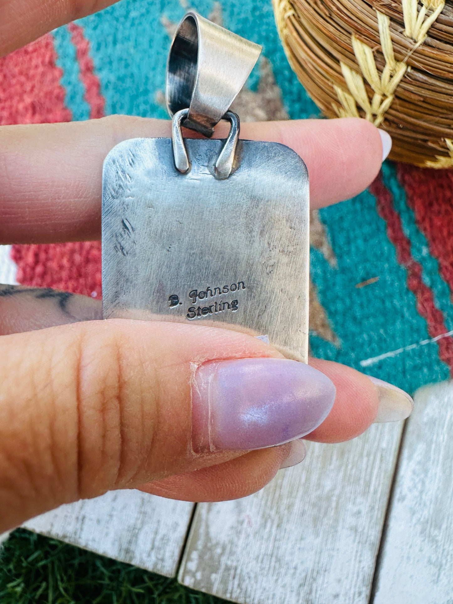 Handcrafted Sterling Silver and Turquoise Pendant by Bobby Johnson