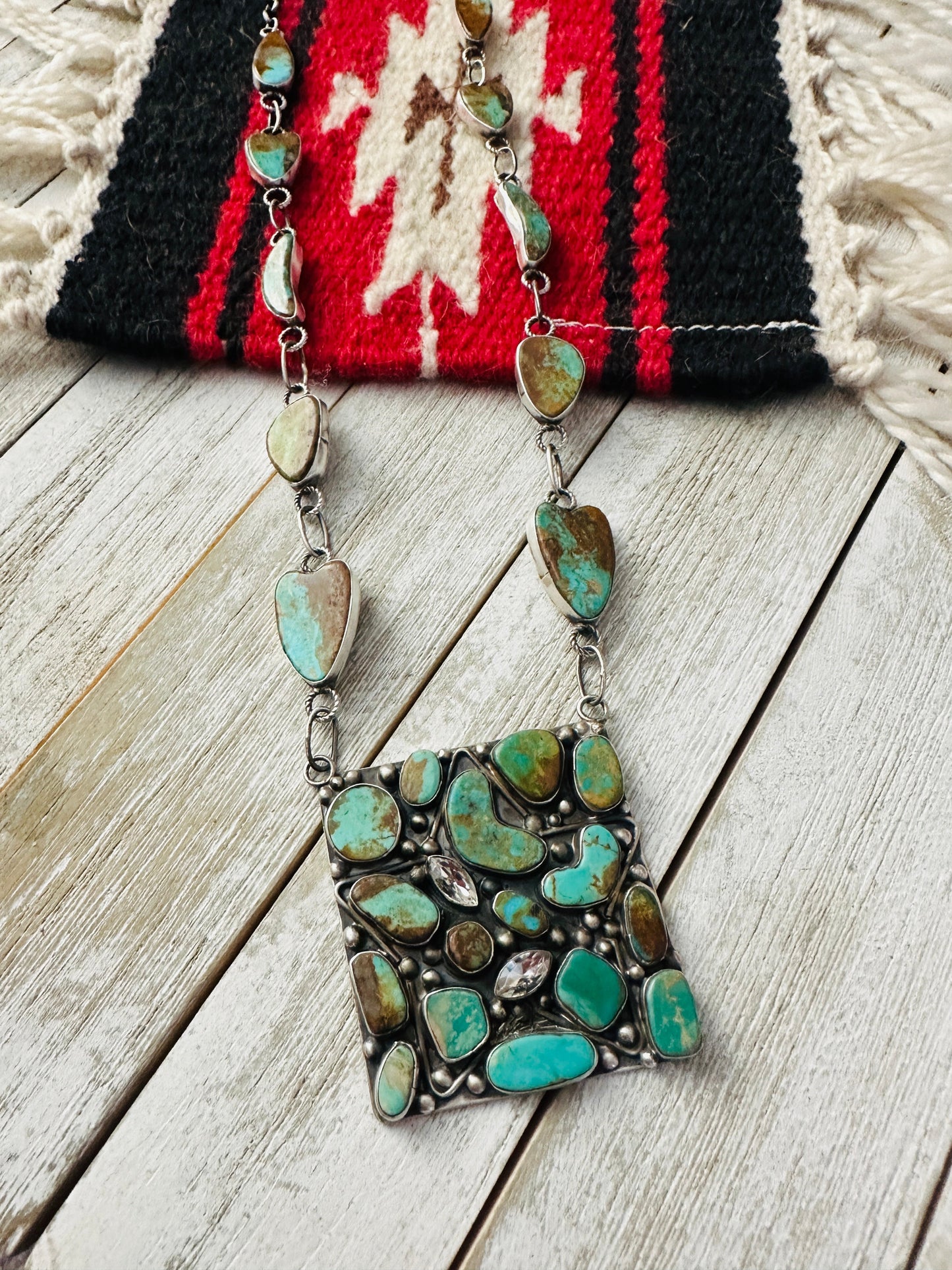 Handcrafted Sterling Silver & Royston Turquoise Necklace by Jacqueline Silver