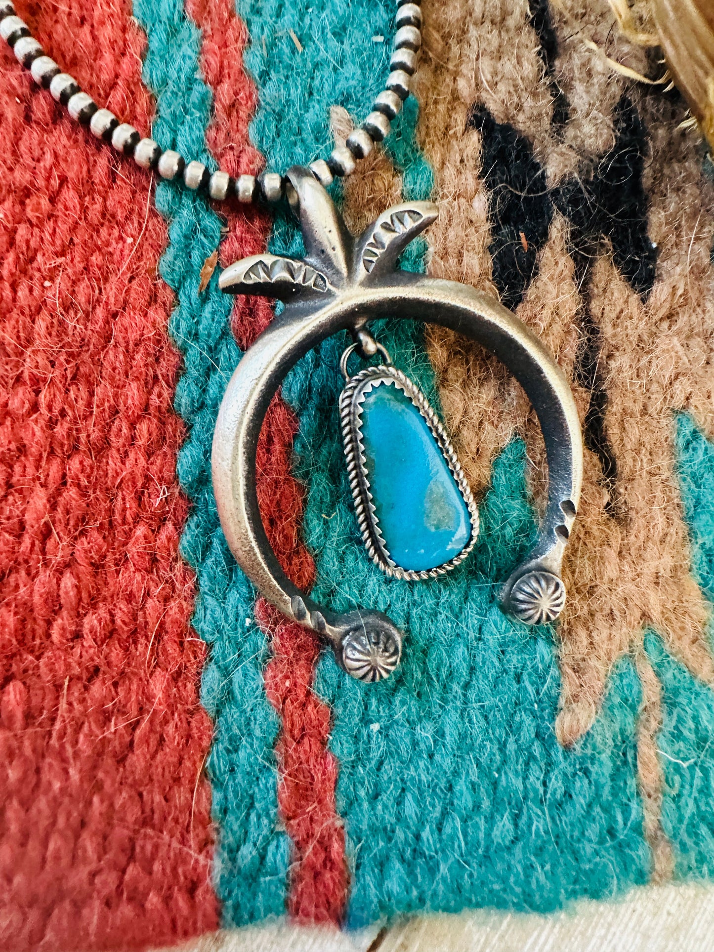 Handcrafted Sterling Silver & Turquoise Naja Pendant by Martha Cayatineto