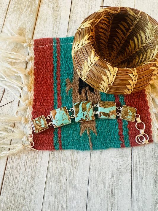 Navajo Number 8 Turquoise & Sterling Silver Link Bracelet