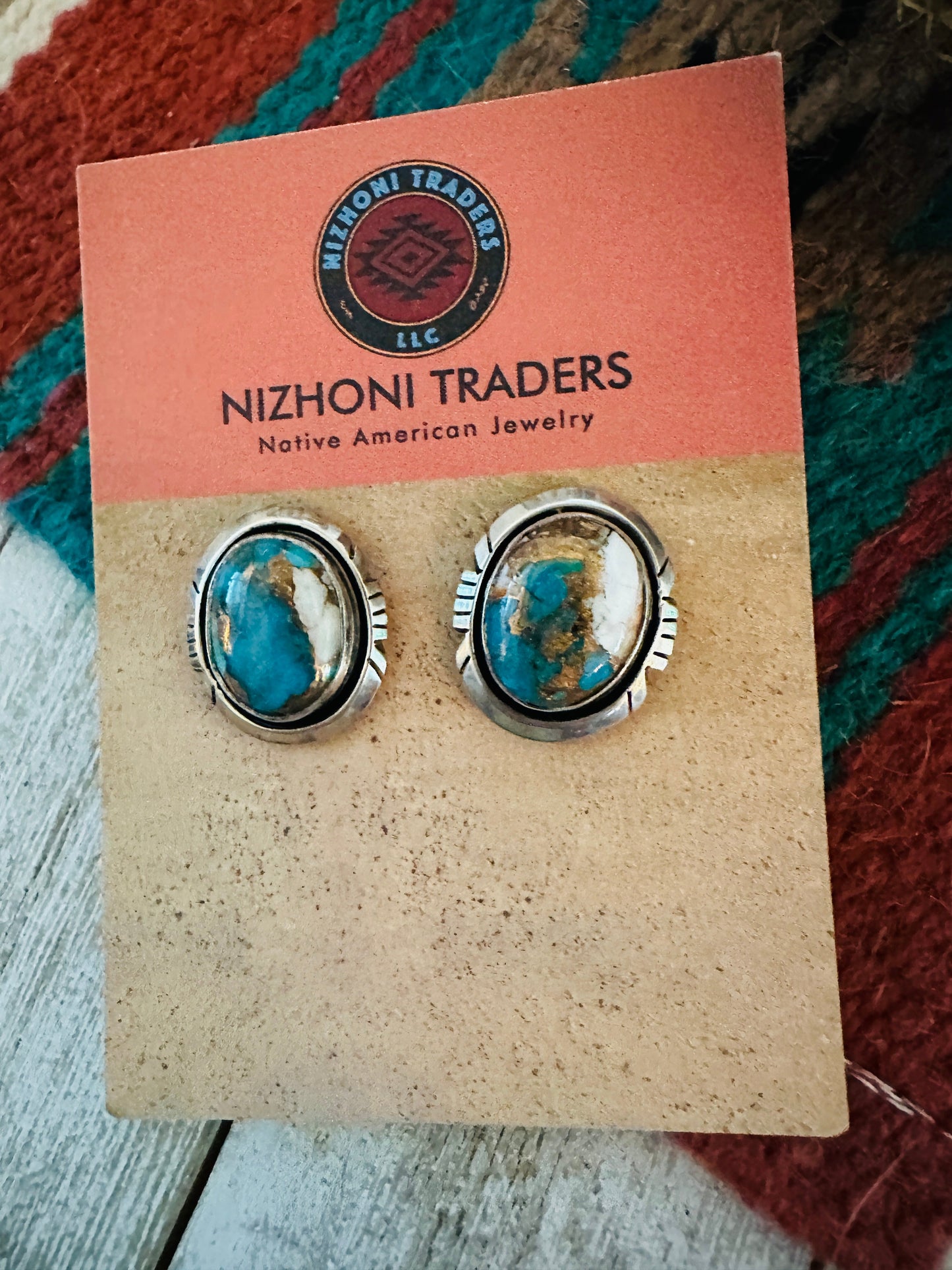Handcrafted Spice & Sterling Silver Post Earrings