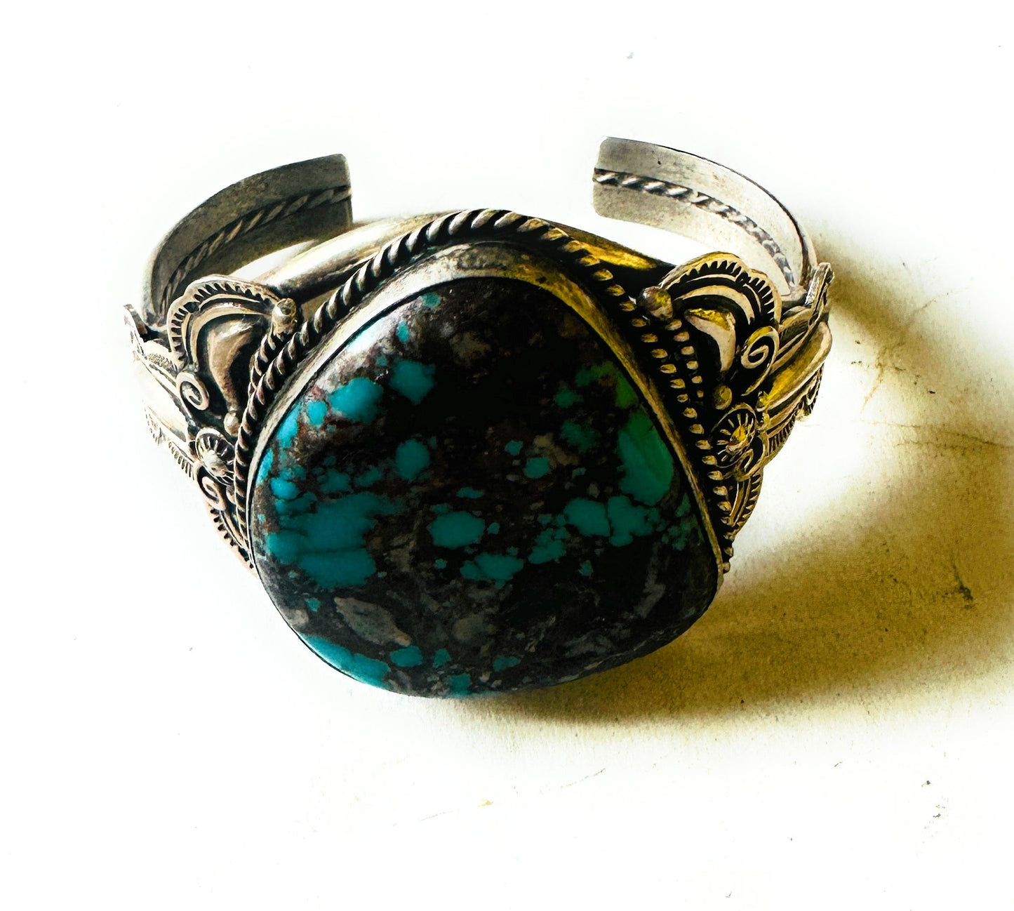 Handcrafted Sterling Silver & Bisbee Turquoise Cuff Bracelet