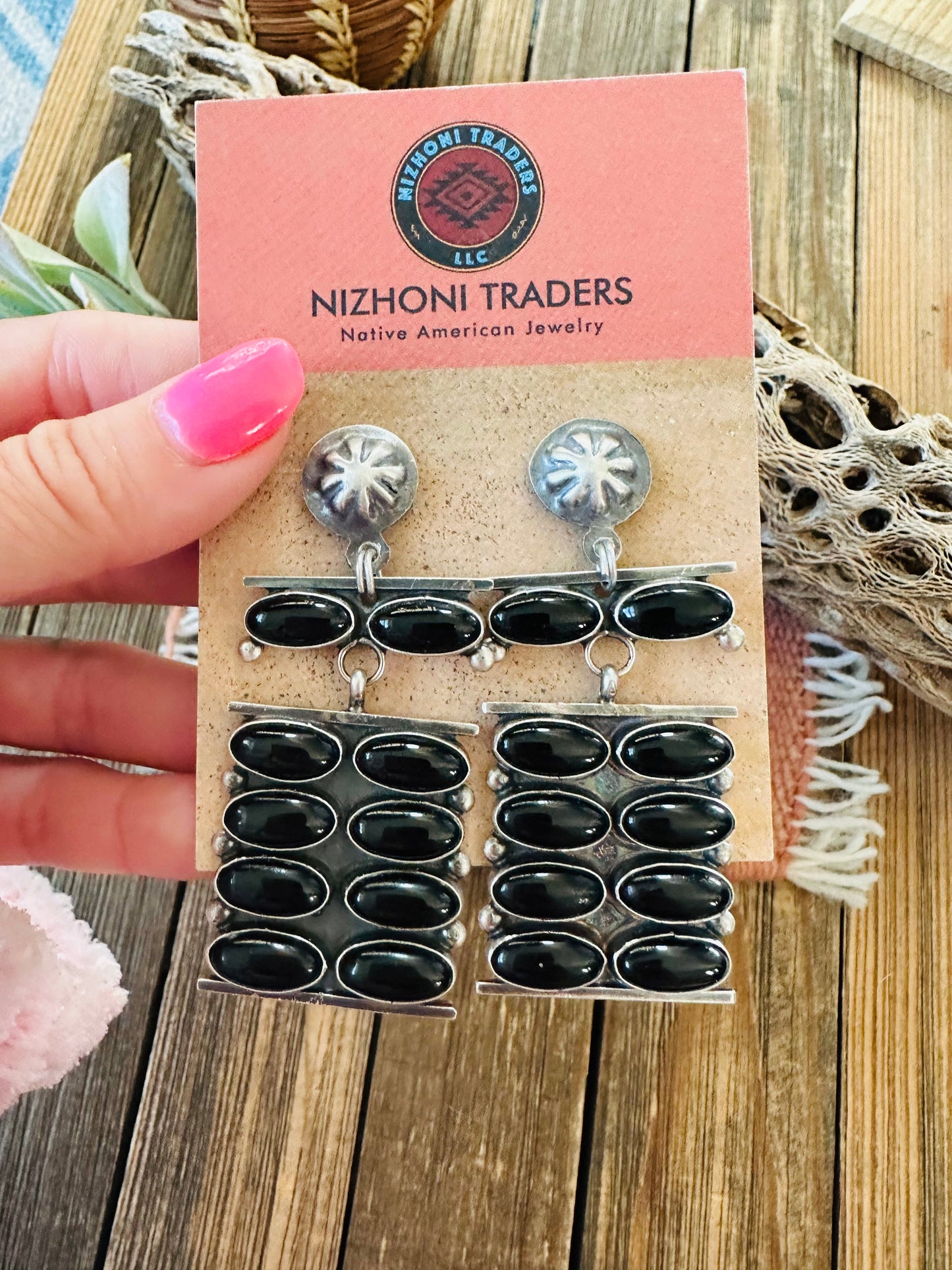 Handcrafted Onyx & Sterling Silver Dangle Earrings