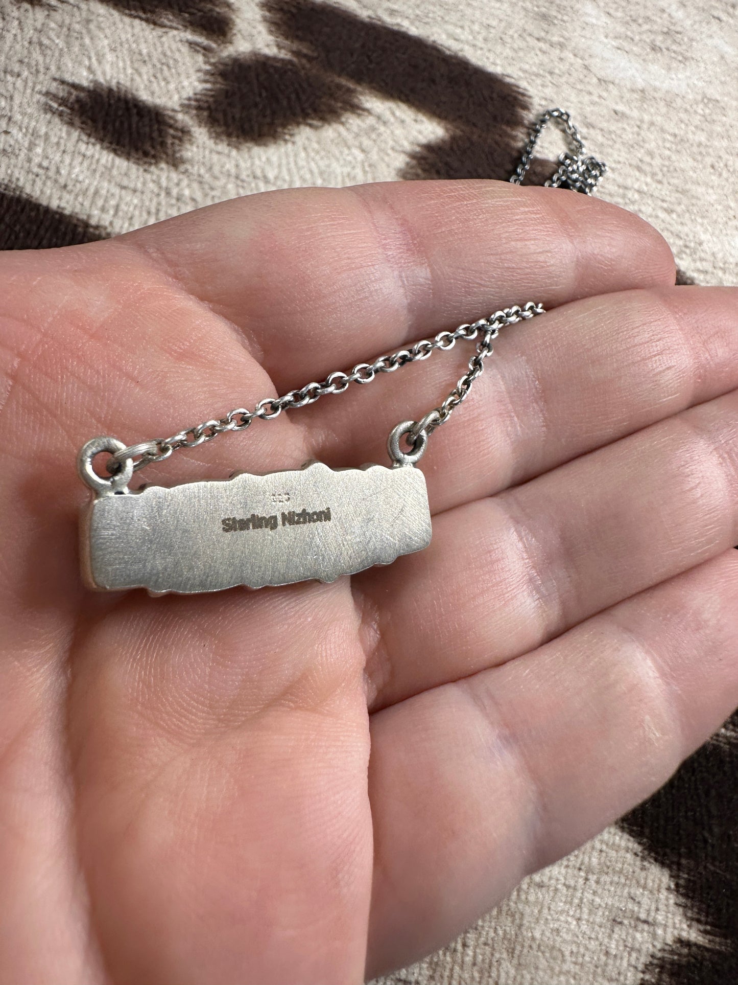 Handmade Sterling Silver & Sonoran Mountain Turquoise Bar Necklace