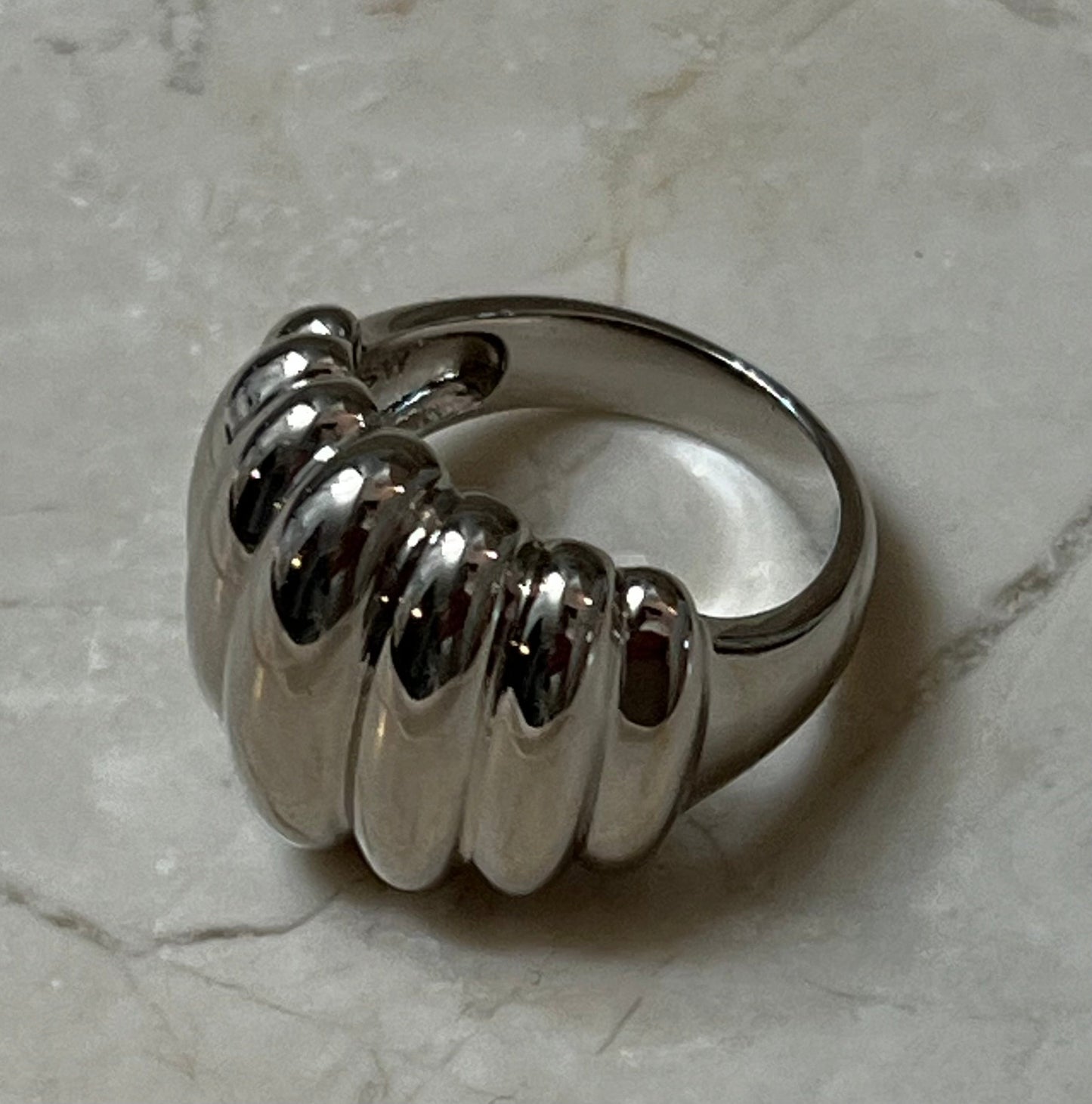 Bubble Dome Silver Statement Ring Size 9