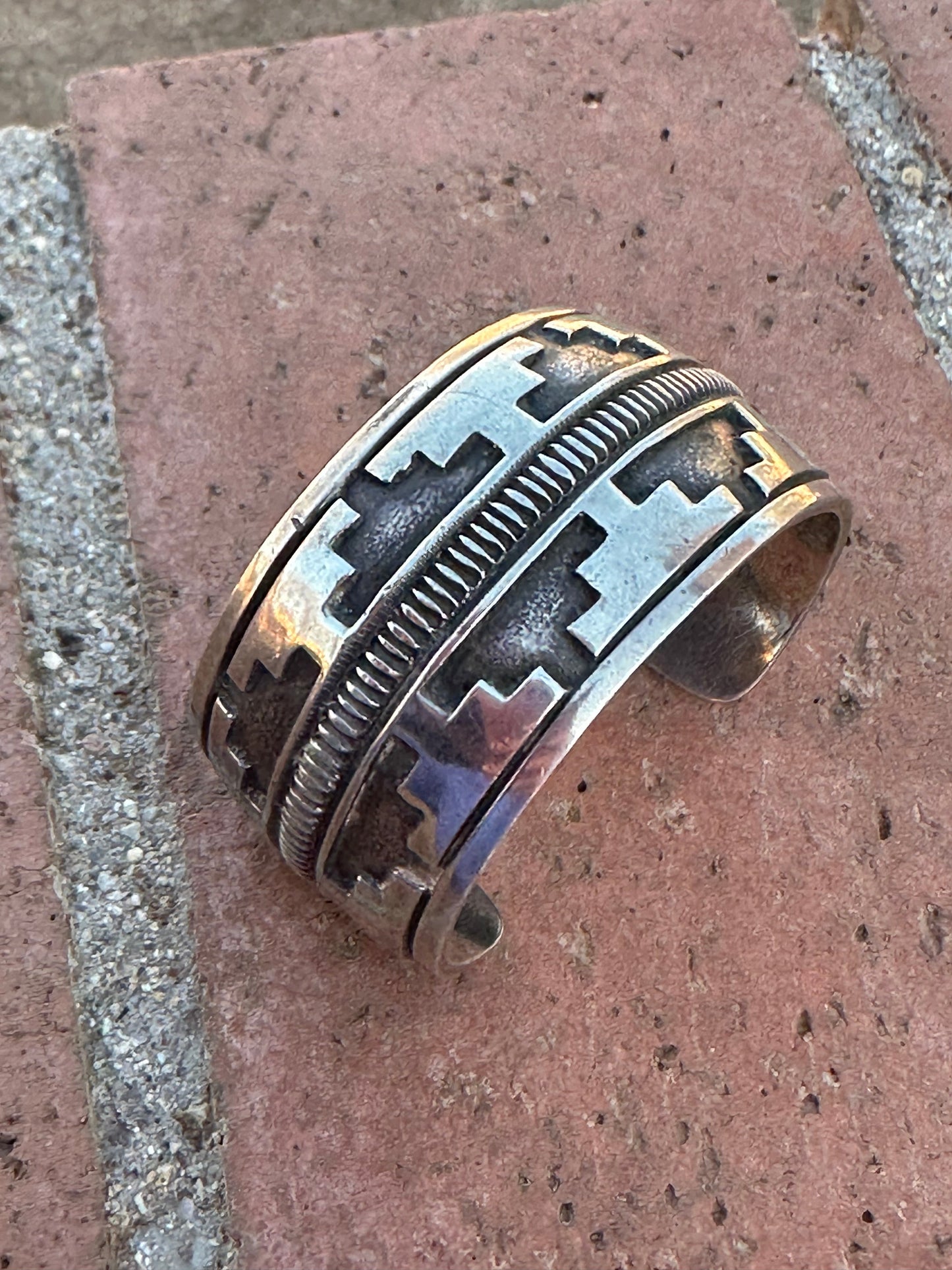 Handcrafted Estate Collection, Old Pawn Sterling Overlay Silver Cuff Bracelet
