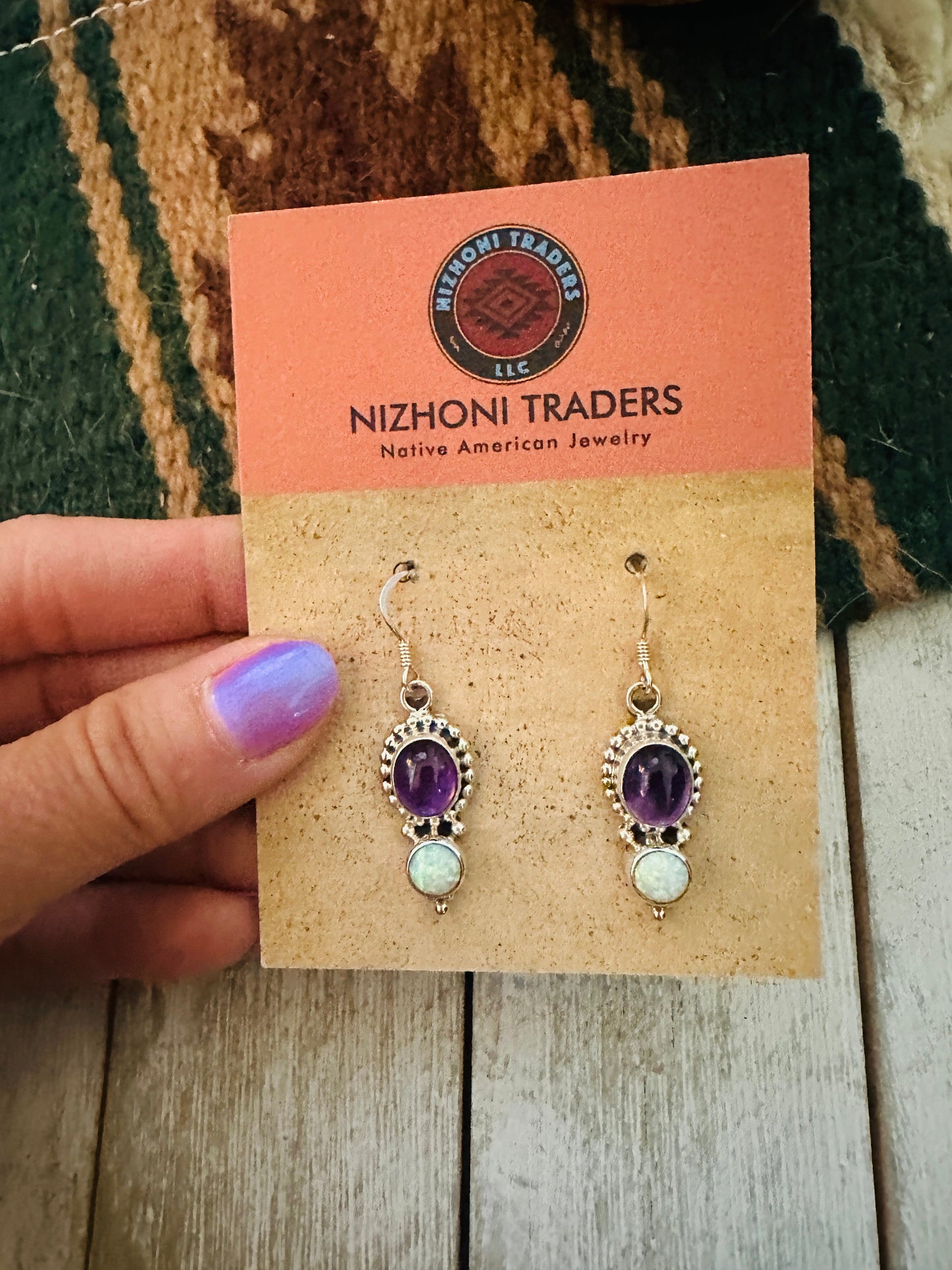Handcrafted Amethyst, Opal & Sterling Silver Dangle Earrings