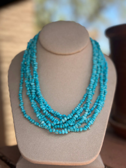 Handcrafted Kingman Turquoise Beaded Necklace
