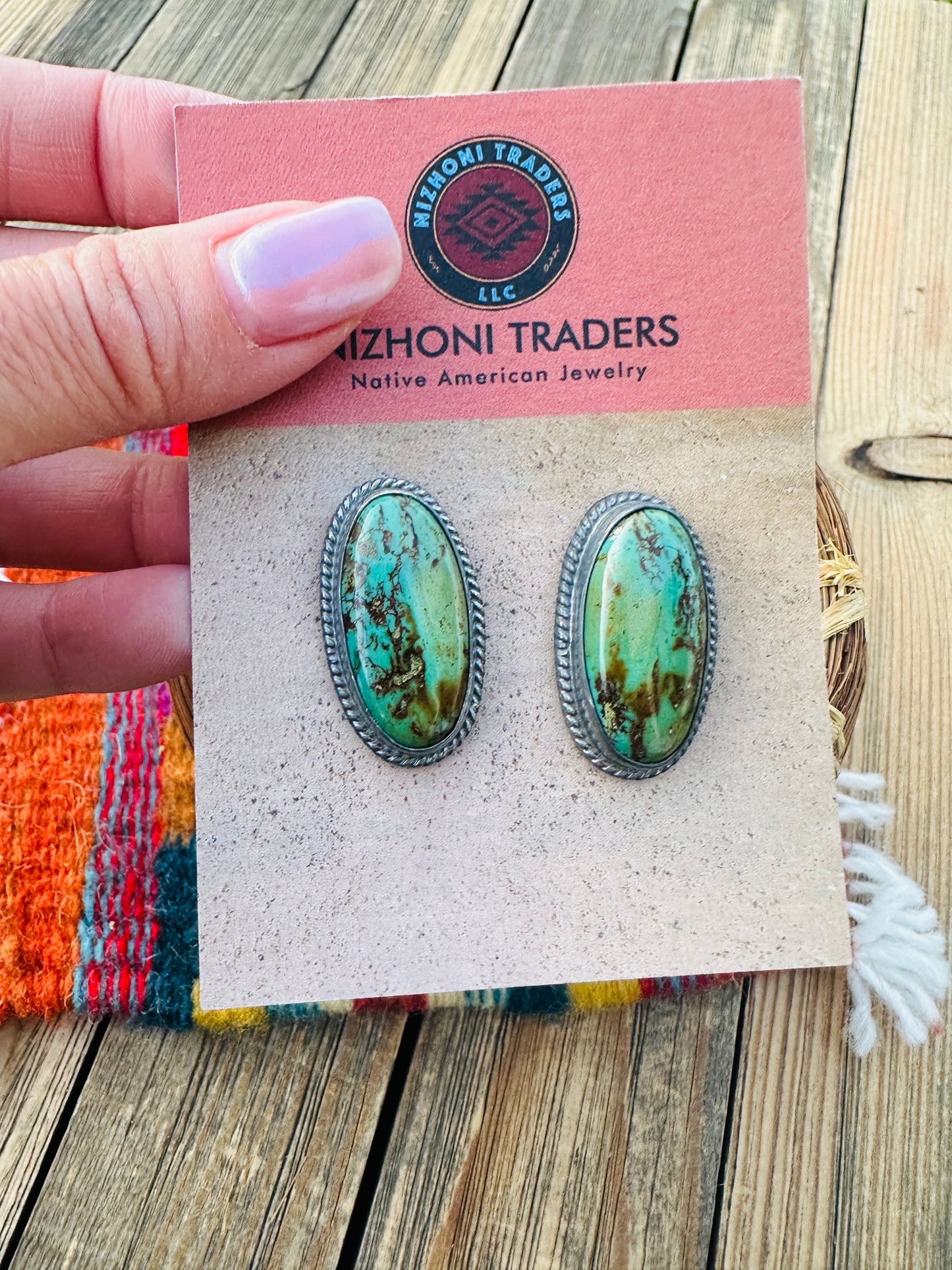 Handcrafted Sterling Silver & Royston Turquoise Post Earrings